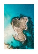 Island In Blue Ocean In Cyprus | Crie seu próprio pôster